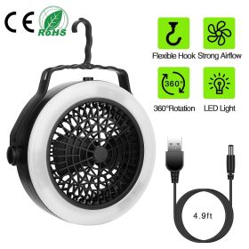 Portable 2-in-1 LED / Fan - Battery/USB Operated w/ Hanging Hook