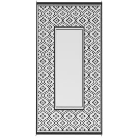 Reversible Outdoor Rug - Waterproof Plastic Straw with Carry Bag, 9' x 18', Black & White