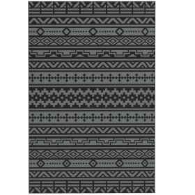 Reversible Outdoor Rug, Waterproof Plastic Straw with Carry Bag, 6' x 9', Black & Gray