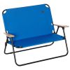 Folding Double Camping Chair Loveseat with Wood Armrest Cup Holder