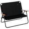 Folding Double-Camping Chair w/Cup Holder, Loveseat with Wood Armrest