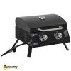 2 Burner Portable Tabletop Gas Grill with Foldable Legs, Lid Thermometer