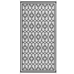 Reversible Outdoor Rug, Waterproof Plastic Straw with Carry Bag, 9' x 18', Black & Gray