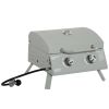 2 Burner Portable Tabletop Propane Gas Grill with Foldable Legs, Lid Thermometer