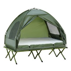 2-Person Foldable Camping Cot, w/ Bedspread & Thick Air Mattress
