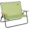 Folding Double Camping Chair w/ Cup Holder, Loveseat with Wood Armrest