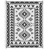 Reversible Outdoor Rug, Waterproof Plastic Straw w/ Carry Bag, 8' x 10', Black & White