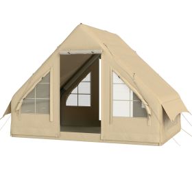 Inflatable 4-Season Camping Tent with Hand Pump, Waterproof and Windproof with Mesh Windows and Doors