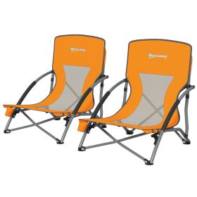 2 Pack - Folding Beach Chairs with Mesh Back, Carry Bag, Cup Holder