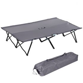 2 Person Folding Camping Cot for Adults, 50" Extra Wide Outdoor Portable Sleeping Cot with Carry Bag