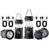 Collapsible LED Camping Lanterns, 4 Pack, Solar & USB Charging