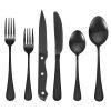 48-Piece Black Stainless Steel Silverware Set with Steak Knives
