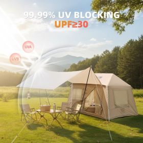 5.72m² Inflatable 4-Season Tent With Canopy, Mesh Windows & Pump