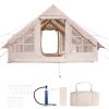 5-8 Person Easy Setup Inflatable Tent w/ 2 Doors & 4 Mesh Windows, Stove Jack, incl. Hand Pump
