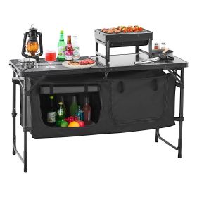 Aluminum Lightweight Portable Cook Station, Height Adjustable, with Storage Organizer