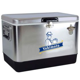 Yakimoto Ice Chest Cooler Box With Bottle Opener, 51L/54Qt Stainless Steel