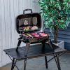 14" Tabletop Charcoal Grill with Heat Preservation Net, Venting System, Foldable Legs