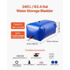 Water Storage Bladder 63.4 Gallon Large Capacity Water Bag, Portable & Collapsible