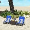 Set of 2 Folding Beach Chairs with Mesh Back, Carry Bag, Cup Holder