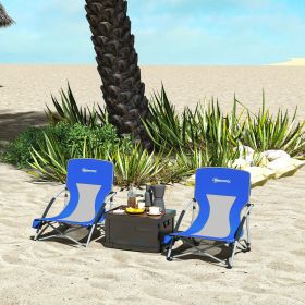 Set of 2 Folding Beach Chairs with Mesh Back, Carry Bag, Cup Holder