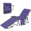 Folding Chaise Lounge Chair with 5-Level Adjustable Back, Side Table, Pillow, Pocket