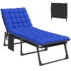 Folding Chaise Lounge Chair with 5-Position Backrest, Cushion, Side Pocket