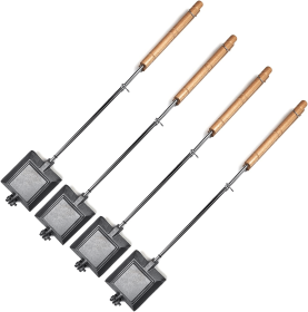 HAWOK Cast Iron Sandwich Grill Plates with Detachable Handle - set of 4