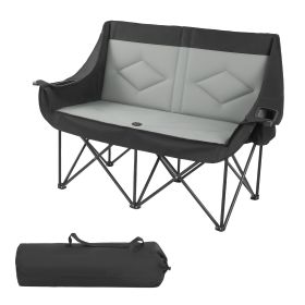 Oversized Heavy Duty Two-Person Camp Chair with Dual Cup Holders and Magazine Straps