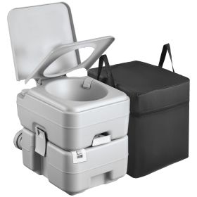 Portable Toilet, 5.3 Gallon Detachable Waste Tank, 120 Flushes, with Level Indicator, Carry Bag