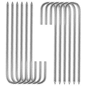 16PC 12inch J-Shaped Threaded Steel Ground Screws