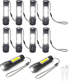 10 Pack LED Rechargeable Mini Flashlights with Zoomable Beam