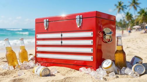 Yakimoto Nostalgia Series 21 QT Retro Industrial Toolbox Style Metal Cooler