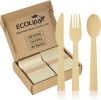 300 Count Compostable Bamboo Cutlery Set, 100ea. Knives, Forks and Spoons