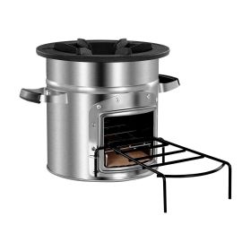 Wood Burning Rocket Stove, with Carrying Bag, Stainless Steel, Single Door