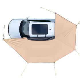 270 Degree Awning with Bulit-in LED Lights, 133 sq.ft Driver Side Vehicle Awning, Waterproof UV50+