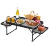 Foldable Aluminum Alloy Camping Table with 2 Side Trays - 88LBS Max Load