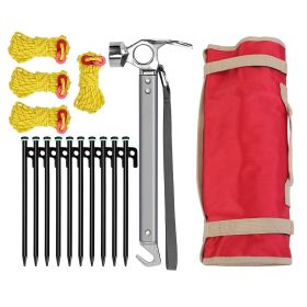 Tent Stakes/Hammer/Pegs Set with 9.84FT Reflective Ropes