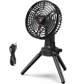 Foldable Camping Fan with Emergency Power Bank 270° Oscillating Rechargeable Tripod Fan 4-speed/3 Brightness