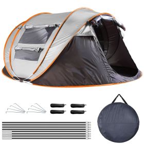5-8 Person Pop Up Waterproof Tent with 4 Tent Poles, 2 Mosquito Net Windows, Carrying Bag