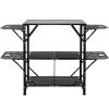 Folding Portable Cook Station - 4 Iron Side-Tables & 2 Shelves, with Carrying Bag