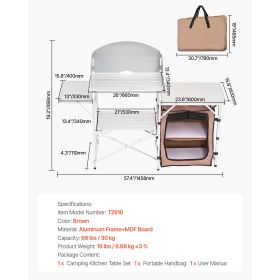 2-Tier Folding Camping Kitchen Table with Zippered Bag