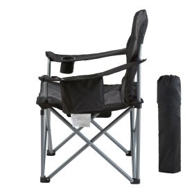 Folding Heavy Duty Padded Camping Chairs with Side Pockets, Quad Lumbar Support