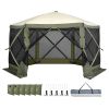 Pop-Up 6-sided Screen Tent with 6 Removable Privacy Wind Cloths & Mesh Windows
