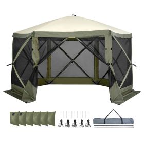 Pop-Up 6-sided Screen Tent with 6 Removable Privacy Wind Cloths & Mesh Windows