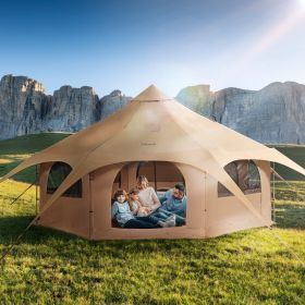 4-Season Canvas Bell Tent, 5 m/16.4 ft with Stove Jack, 6-8 Person