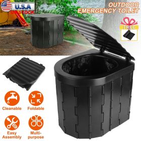 Foldable Portable Toilet with Lid, incl. Carry Bag, 1 Roll Garbage Bags