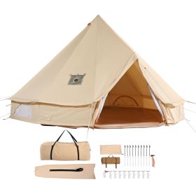 3-4 Person Canvas Bell Tent, 4-Seasons 3 m/9.8ft with Stove Jack