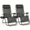 Portable Reclining Lounge Chair with Cup Tray and Adjustable Pillow