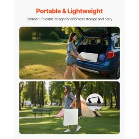 4 Ft Heavy Duty Portable Fold-in-Half Utility Table, with Adjustable Height and Built in Handle