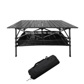 Folding Lightweight Camping Table,46x22 inch, with Large Storage and Carry Bag